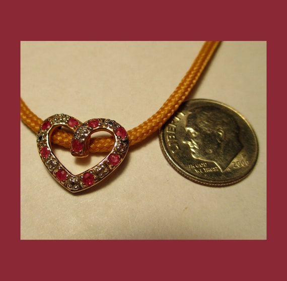 RUBY & DIAMOND HEART Pendant – Sterling Silver Ve… - image 3