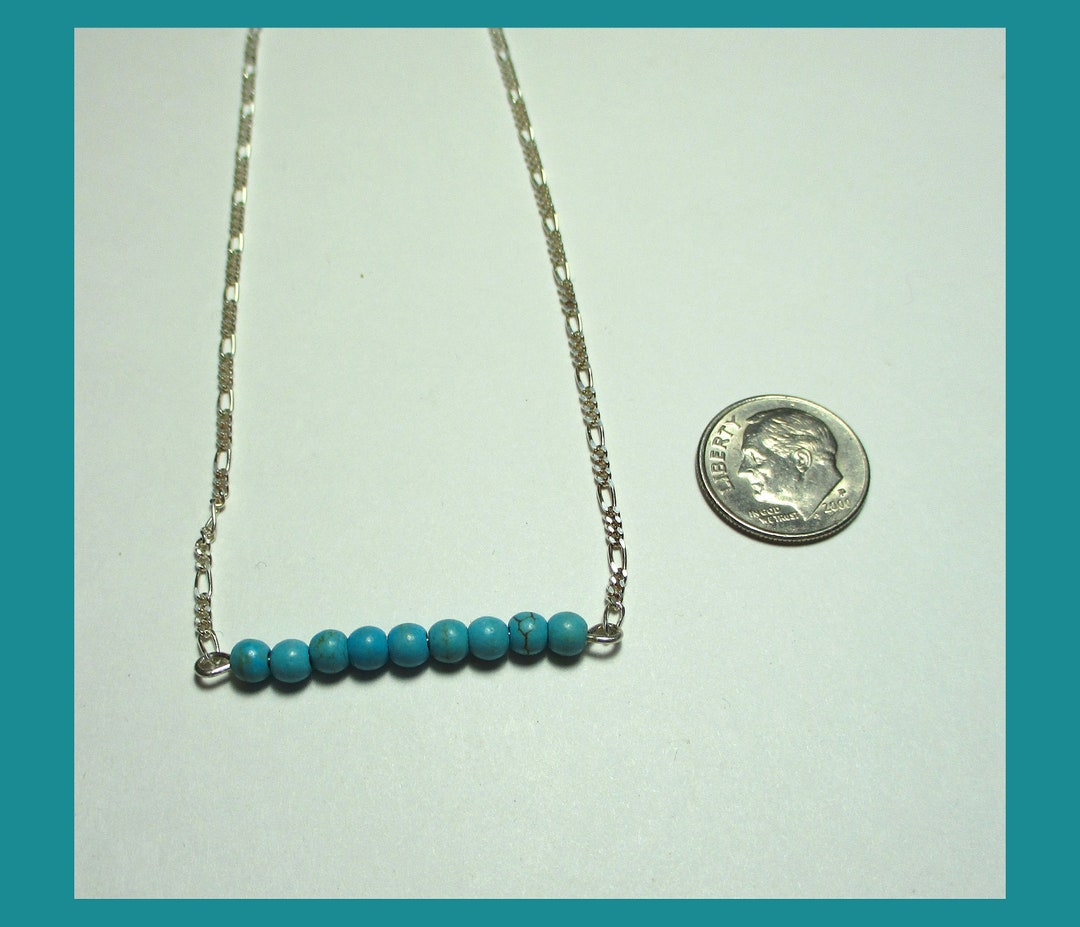 TURQUOISE BAR NECKLACE Sterling Silver Made in Maine Etsy