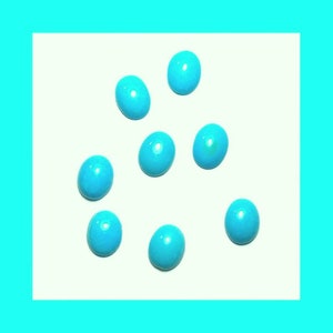 SLEEPING BEAUTY TURQUOISE – 8 Piece Parcel – 7 x 5 mm Oval Cabs – Rich Classic Color – Natural Material - Made Between Arizona and Maine