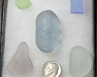 6 pc Lot of MAINE BEACH SEAGLASS – Naturally Occurring from the Scarborough Area – Not Tumbled Factory Junk from New York or Elsewhere
