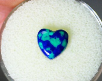 TURQUOISE AZURITE CABOCHON – 8 mm Heart Shape – Arizona Material – Made in Maine