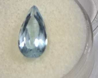 VINTAGE BRAZILIAN AQUAMARINE – 13.4 x 6.7-millimeter Pear – Made in Brazil – Natural & Untreated - circa 1980s