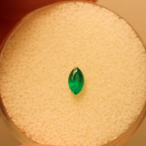 NATURAL COLOMBIAN EMERALD – 4.9 x 2.9 mm Marquise – Medium Green Color - Fine Grade - Untreated - Not Oiled - Made Between Germany & Maine