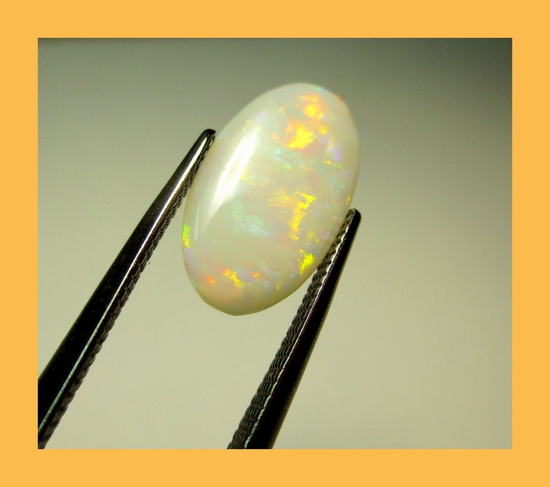 Made in Maine AUSTRALIAN WHITE OPAL \u2013 Coober Pedy South Australia \u2013 13 x 7.5 mm Oval Shaped Cabochon