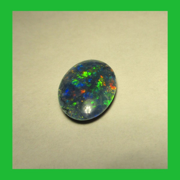 Natural Australian Black Triplet Opal - 14x10x4mm, Polished Stone For Jewelry Making