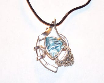 BLUE TOPAZ PENDANT - Sterling Silver - This Steampunk Creation Was Made by Certified Master Goldsmith Brian Quigley