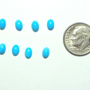 SLEEPING BEAUTY TURQUOISE – 8 Piece Parcel – 6 x 4 mm Oval Cabs – Rich Classic Color – Natural Material - Made Between Arizona and Maine