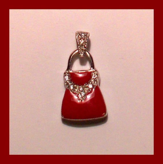 DIAMOND PURSE CHARM or Pendant – Red Enamel – Ste… - image 2