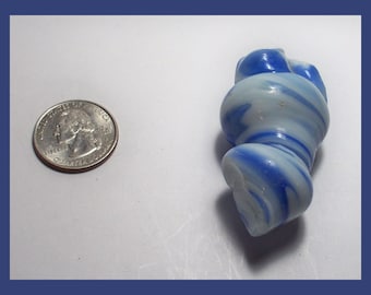 MARBLE KING Antique Glass – Paden West Virginia - Circa 1930s - Blue & White Snail Shell Shape