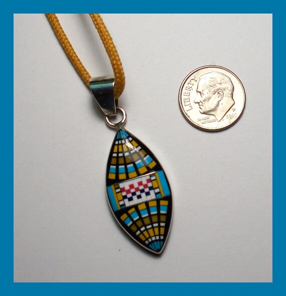 MICRO INLAY PENDANT – Zuni Multicolored Mosaic – … - image 2