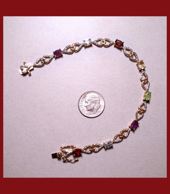 GEMSTONE LINK BRACELET – Multicolored Facetted Ge… - image 1