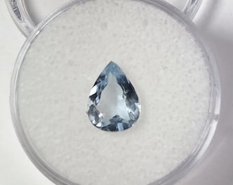 VINTAGE BRAZILIAN AQUAMARINE – 10 x 7.5-millimeter Pear – Made in Brazil – Natural & Untreated - circa 1980s