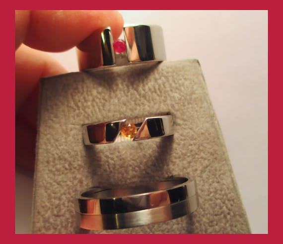 3 STAINLESS STEEL RINGS – Assorted Sizes - Ruby &… - image 1