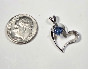 BLUE SAPPHIRE CHARM/Heart Pendant – Sterling Silver – Made in New Hampshire