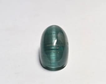 MAINE BLUE CATSEYE Tourmaline Cab – 17.3 x 10.3 mm Oval with Natural Crystal Pattern at Base – Newry Maine – Made in Maine - Ultra Rarity