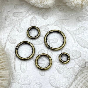 Jump Rings Bronze/Burnished Gold, 6mm, 8mm, 10mm, or 12mm,PK of 10,Brass Thick Gauge,OPEN Ring,Heavy 15 GA(1.8mm)Sturdy Jump Rings,Fast Ship