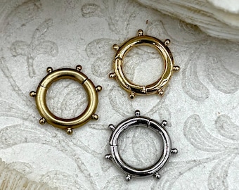 Brass Snap Clasp, Snap Circle with Dots, Round Snap Ring, Snap Gate Clasp, Necklace Building Extender, Charm Holder, FastShip WHOLESALE