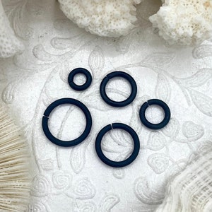 Jump Rings Matte Black, 4mm, 6mm, 8mm, 10mm, or 12mm, PK of 10,Brass Thick Gauge,OPEN Ring, Heavy 15 GA (1.8mm) Sturdy Jump Rings, Fast Ship