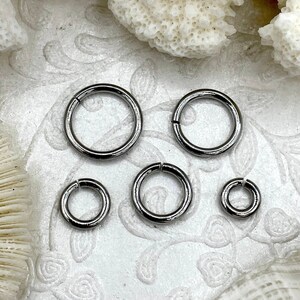 Jump Rings Rhodium/Silver Plated,4mm,6mm,8mm,10mm, or 12mm,PKof 10,Thick Gauge Brass,OPEN Ring,Heavy 15 GA(1.8mm)Sturdy Jump Rings,Fast Ship