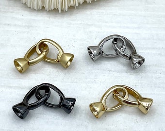 Fold Over Clasps with Tie Bar End Caps. Double Fold Over Clasp, Jewelry Clasps, Cord End Caps, Plated Brass Clasps, 4 finishes. Fast Ship