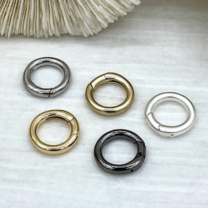 Brass Spring Clasp, Round, Easy Open Spring Gate, Gate Clasp, Necklace Building Extender.Circle Ring, Charm Holder, Gold, FastShip WHOLESALE