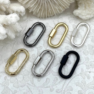 Large Oval Carabiner lock clasp. 2 Finishes, Brass Carabiner Screw Clasp, Carabiner Screw Pendant, Screw Connector Lock. Fast Ship