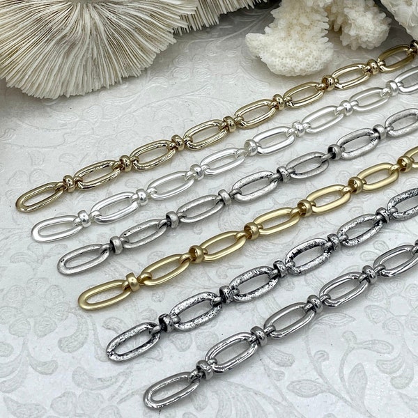 Mixed Link Cable Chain, by the foot. Lg Link 16mm x 7.5mm Sm Ring 5.25mm Electroplated Base Metal, Six Finishes, Fast ship