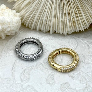 Brass Micro Pave Snap Clasp, Snap Circle with CZ, Round Snap Ring, Snap Gate Clasp, Necklace Building Extender, Charm Holder, Fast Ship