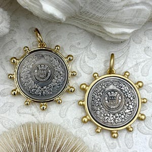 French Coin Pendant, French Union Horticole De Dison, Replica Coin with Bezel,  French Medal, French Medallion Art Deco Coin, Fast Ship