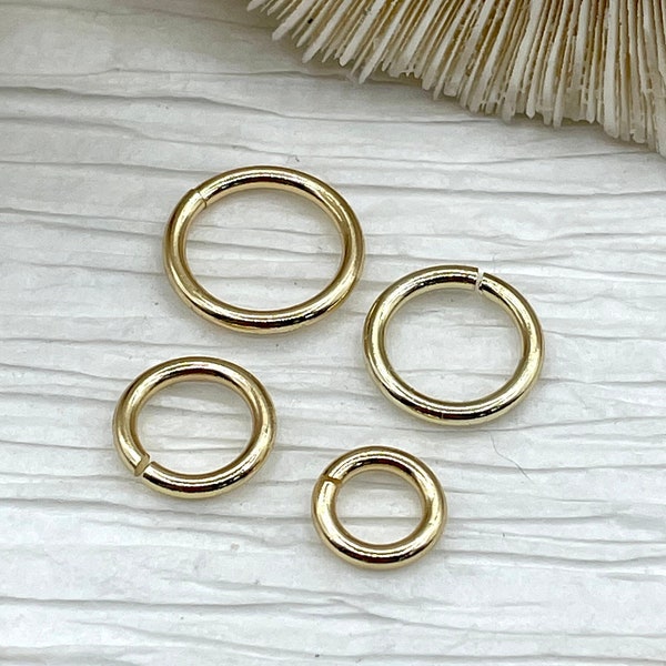 Jump Rings Gold Plated, 4mm, 6mm, 8mm, 10mm, or 12mm, PK of 10, Brass, Thick Gauge, OPEN Ring,Heavy 15 GA (1.8mm)Sturdy Jump Rings,Fast Ship