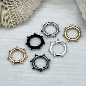 Brass Snap Clasp, Snap Circle with Dots, Round Snap Ring, Snap Gate Clasp, Necklace Building Extender, Charm Holder, FastShip WHOLESALE