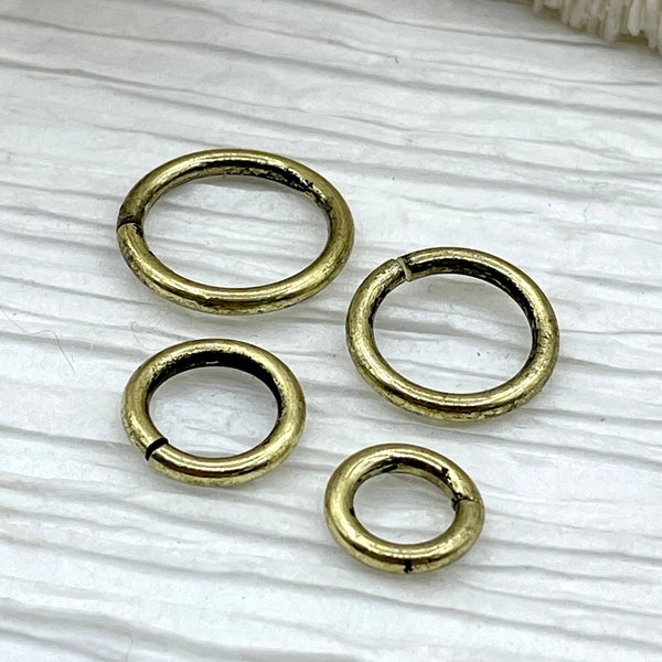 Jump Rings Bronze/Burnished Gold, 6mm, 8mm, 10mm, or 12mm,PK of 10,Brass Thick Gauge,OPEN Ring,Heavy 15 GA(1.8mm)Sturdy Jump Rings,Fast Ship