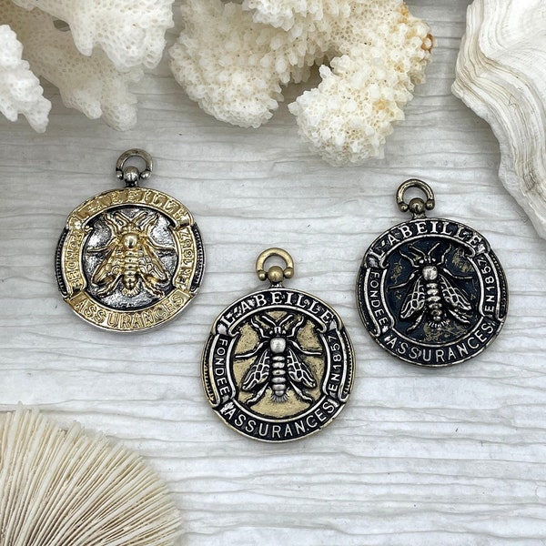 French Bee Coin Pendant, Assurance l'Abeille Medal W/Bail Founded 1857 30 mm, Replica Medals Assurance l'Abeille Medal with bail Fast Ship