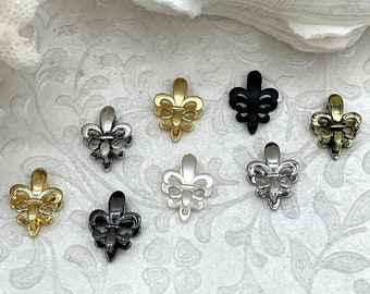 Brass Fleur De Lis Bale, Snap Bale, 8 finishes, Fleur De Lis Necklace Building Extender, 17mm x 13mm, Charm Holder, Fast Ship