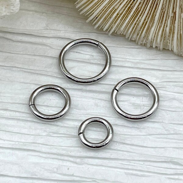 Jump Rings Rhodium/Silver Plated,4mm,6mm,8mm,10mm, or 12mm,PKof 10,Thick Gauge Brass,OPEN Ring,Heavy 15 GA(1.8mm)Sturdy Jump Rings,Fast Ship