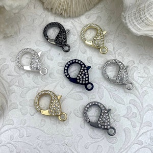 Pave Rhinestone Large Lobster Claw Clasps 5 colors  30mm X 17mm LG Parrot Claw Clasp, Spring Hook Clasp, Fast Shipping