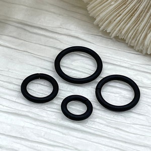 Jump Rings Matte Black, 4mm, 6mm, 8mm, 10mm, or 12mm, PK of 10,Brass Thick Gauge,OPEN Ring, Heavy 15 GA (1.8mm) Sturdy Jump Rings, Fast Ship