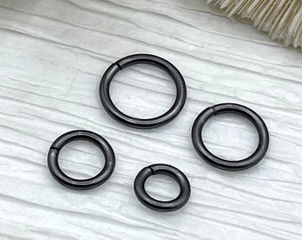 Jump Rings Matte Gunmetal, 4mm, 6mm, 8mm, 10mm, or 12mm, PK of 10,Thick Gauge Brass,OPEN Ring,Heavy 15 GA(1.8mm)Sturdy Jump Rings, Fast Ship