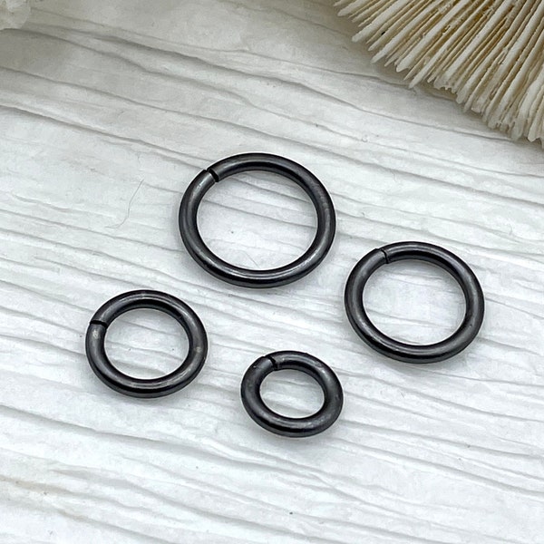 Jump Rings Matte Gunmetal, 4mm, 6mm, 8mm, 10mm, or 12mm, PK of 10,Thick Gauge Brass,OPEN Ring,Heavy 15 GA(1.8mm)Sturdy Jump Rings, Fast Ship