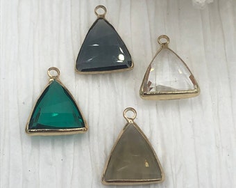 Crystal Gold Soldered Pendants and charms. Triangle Gold Pendant Soldered Charms 4 Colors Fast Ship