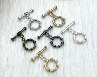 Brass Toggle 12mm, OT Clasp, Jewelry Clasps,Connectors,Brass Clasp, Findings,6 finishes. 1 O and 1 T clasp per set. Fast Shipping