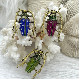 Beetle Charm/Pendant, Enamel Rhinestone Pendant, Gold 46mm Pendants, Insect Pendants,Bug Pendants, 3 colors Fast Ship