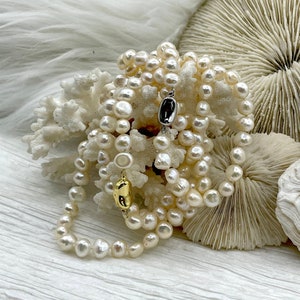 18&#39;&#39; AAA 8-9mm White Nugget Natural Freshwater Pearl Necklace,Silver or Gold Clasp,Hand Knotted, High Luster Freshwater Pearl, Fast Shipping