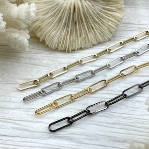 Paperclip Chain Brass High Quality 3 colors Oval Rectangle Paperclip Chain Sold by the foot Electroplated Fast Ship