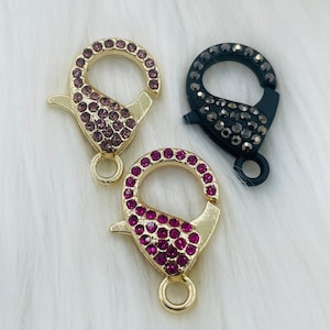 Pave Rhinestone Large Lobster Claw Clasps 3 colors  30mm X 17mm LG Parrot Claw Clasp, Spring Hook Clasp, Fast Shipping