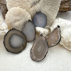 Agate Teardrop/Oval Pendants with Gunmetal Soldered Bezel. Variety of sizes and stones, all unique. Fast Ship
