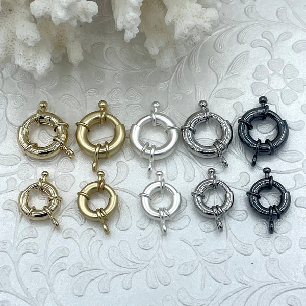 Brass Round Spring Ring Clasp with Open Jump Ring Spring Gate Clasp, Trigger Clasp, Spring Gate Clasp, Spring Gate Pendant 2 Sizes Fast Ship