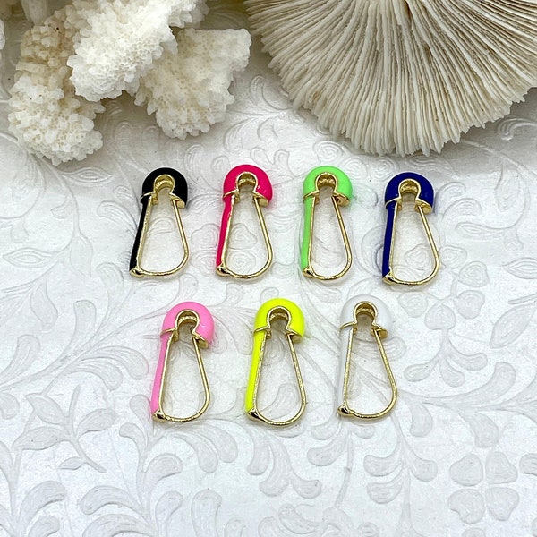 Colorful Enamel Safety Pin Charm/Clasp/Pendant/Earrings, Safety Pin Pendant/Clasp, Enamel Safety Pin Clasp, 7 to choose from. Fast Ship