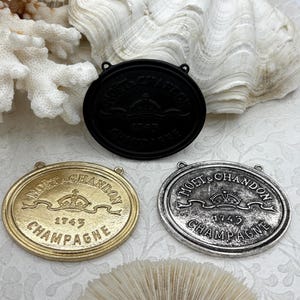 Vintage French Coin Replica Champagne Medallion Coin Pendant 47mm X 57mm, 3 Finishes Available, Champagne Coin, Champagne Pendant, Fast Ship