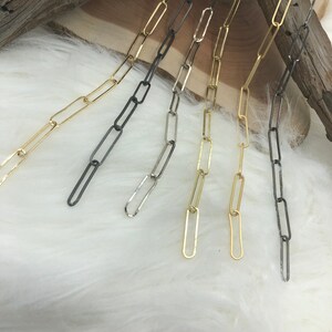 Long Link Paperclip Chain Brass High Quality 6 finishes / Long Skinny Oval Rectangle Paperclip Chain Sold by the foot Electroplated